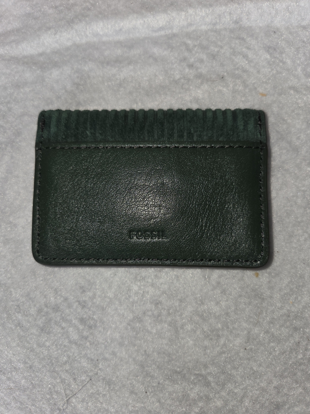Fossil Harper Card Case Wallet pine green corduroy and leather - Picture 2 of 3